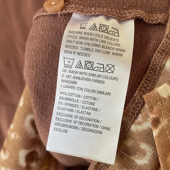 Isaac Mizrahi French Terry & Woven Layered Top-Chestnut Mousse size 3X - Picture 8 of 11